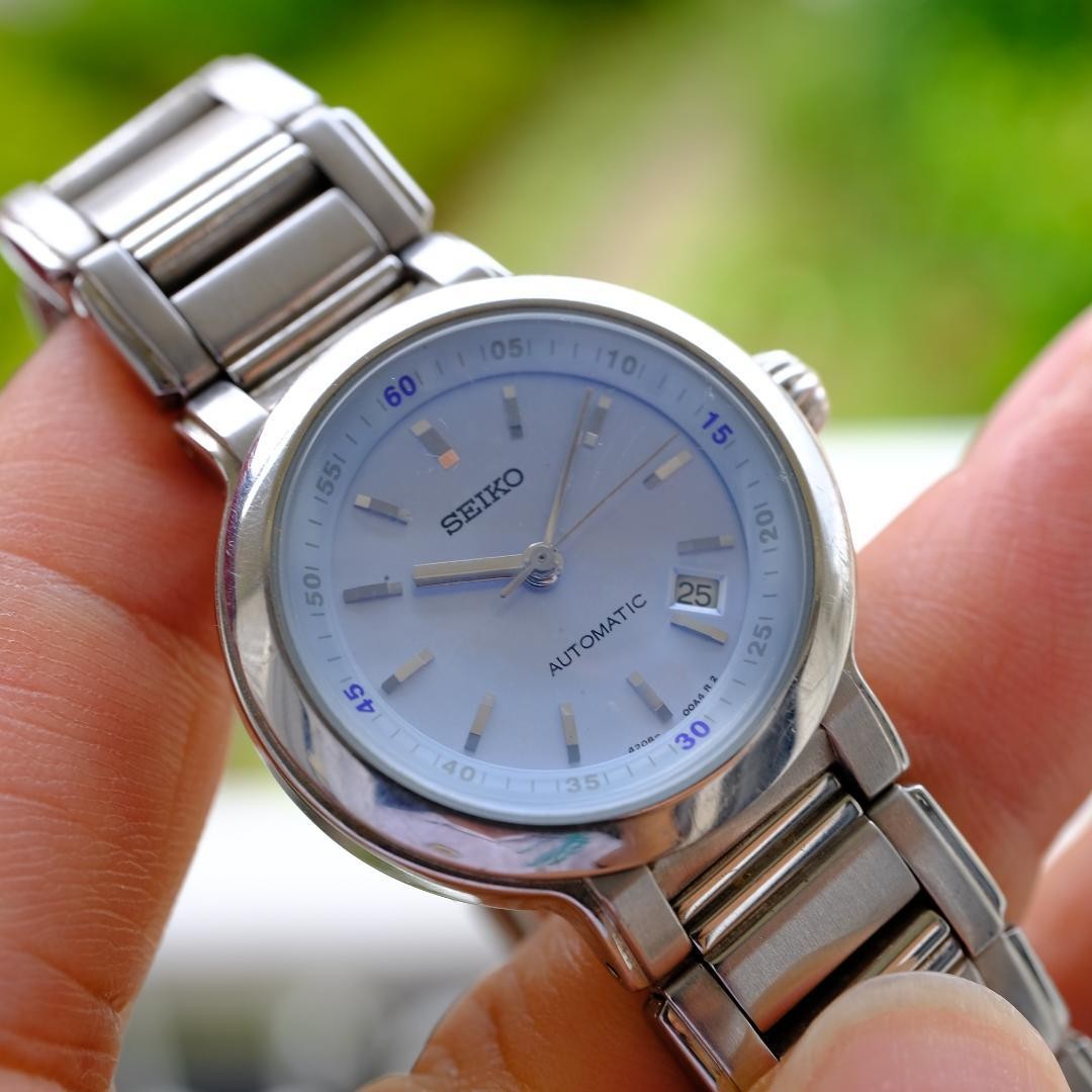 Seiko Time Creation Ladies Automatic Watch Blue Dial Date 30mm