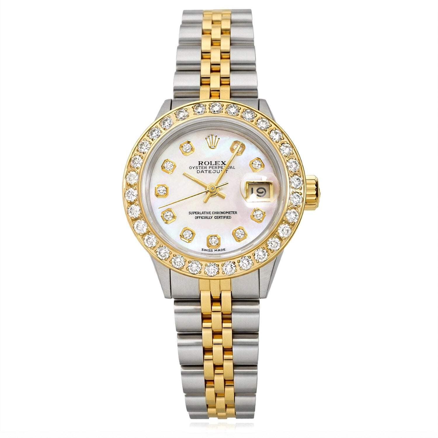 26mm Rolex Datejust 1617 18K Gold Diamond Mother of Pearl Dial Steel Woman’s Wat
