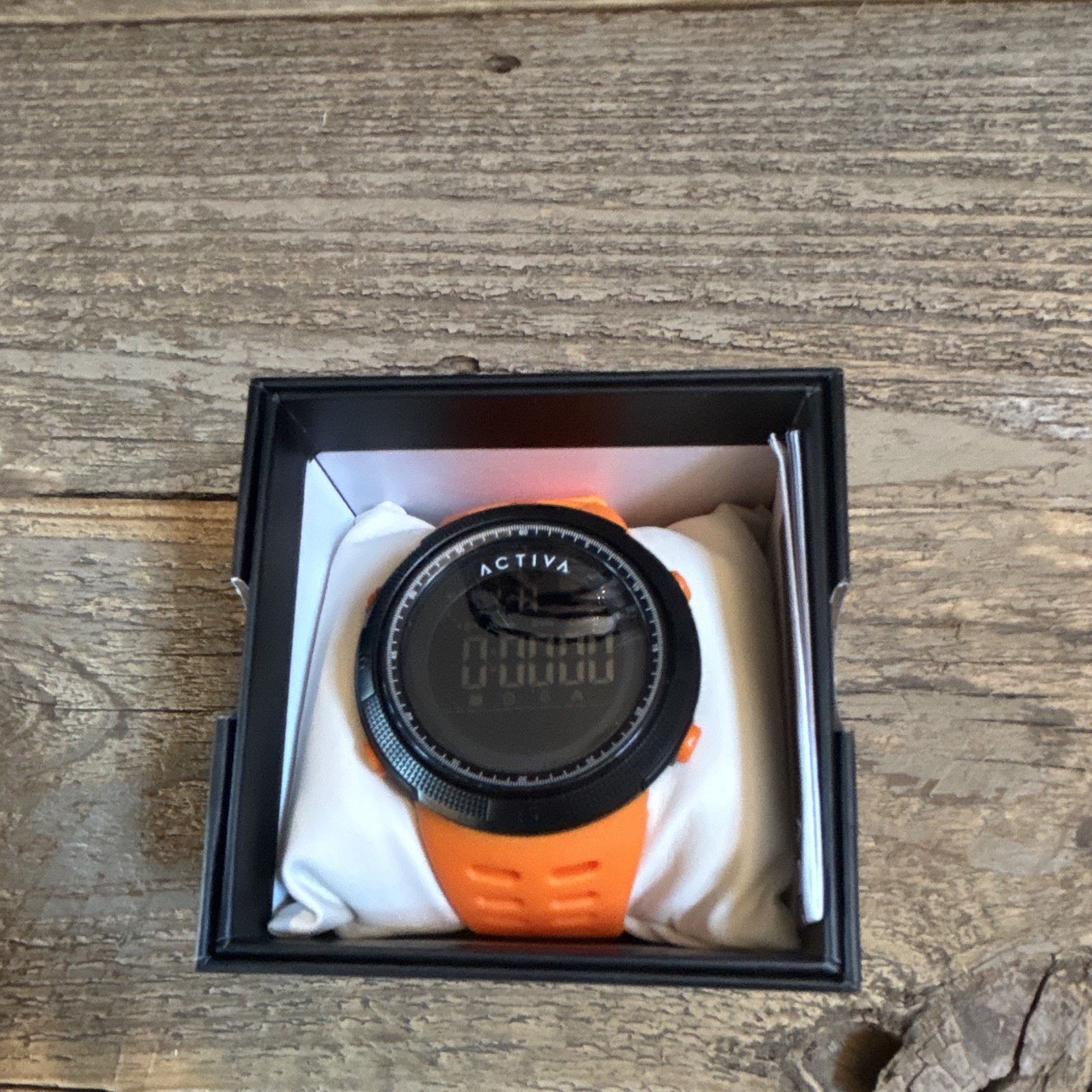 Activa Sport Digital Quartz 100m Orange Silicone Strap Black Case w/ Box