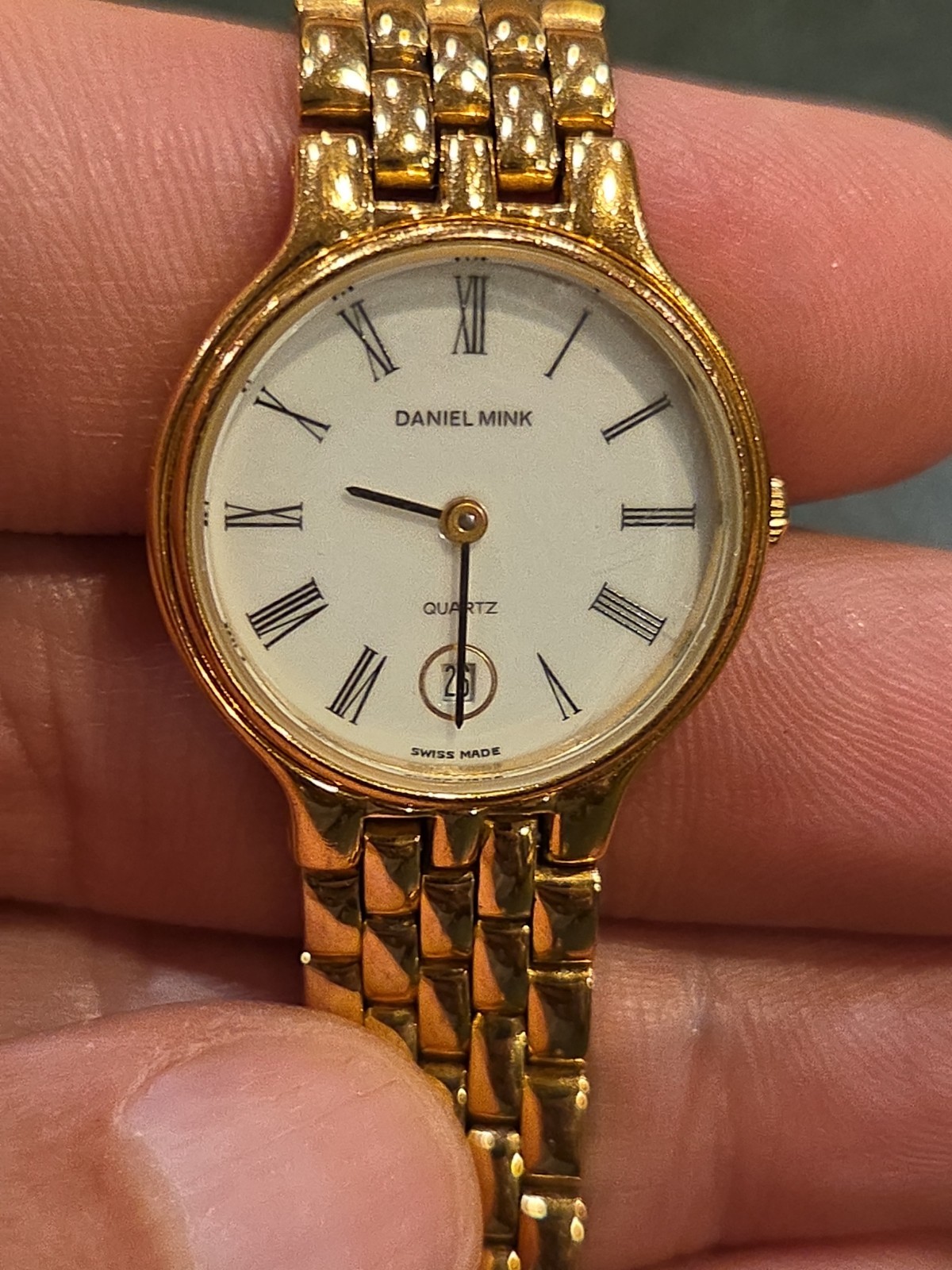 Daniel Mink Swiss Made Gold Plated Quartz Woman’s Watch 4061 New Battery