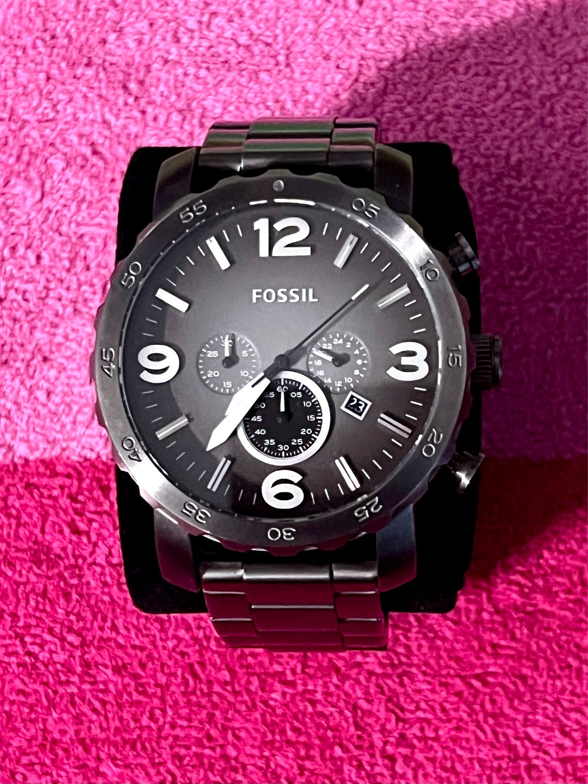 Fossil – Nate Chronograph Smoke Stainless Steel (JR1437) Wristwatch – Pre-Owned