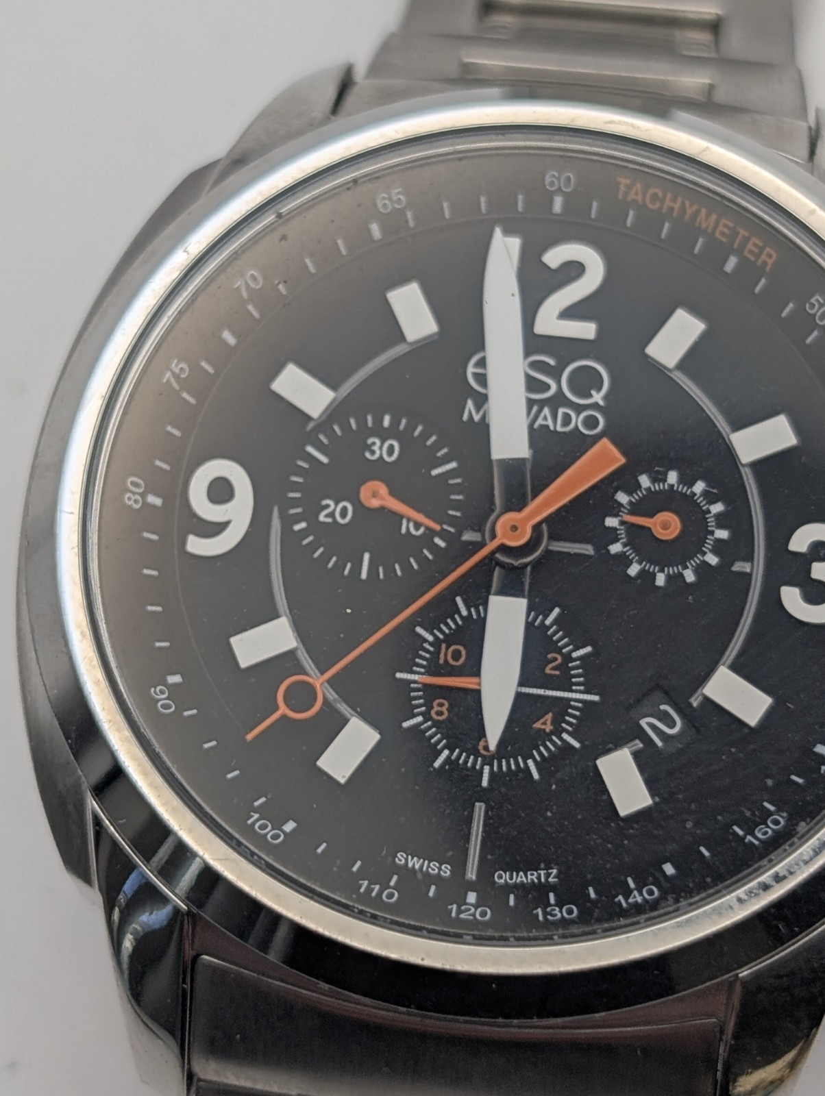 ESQ Movado Men’s Chronograph Watch Black Dial Stainless Steel Swiss Quartz Date