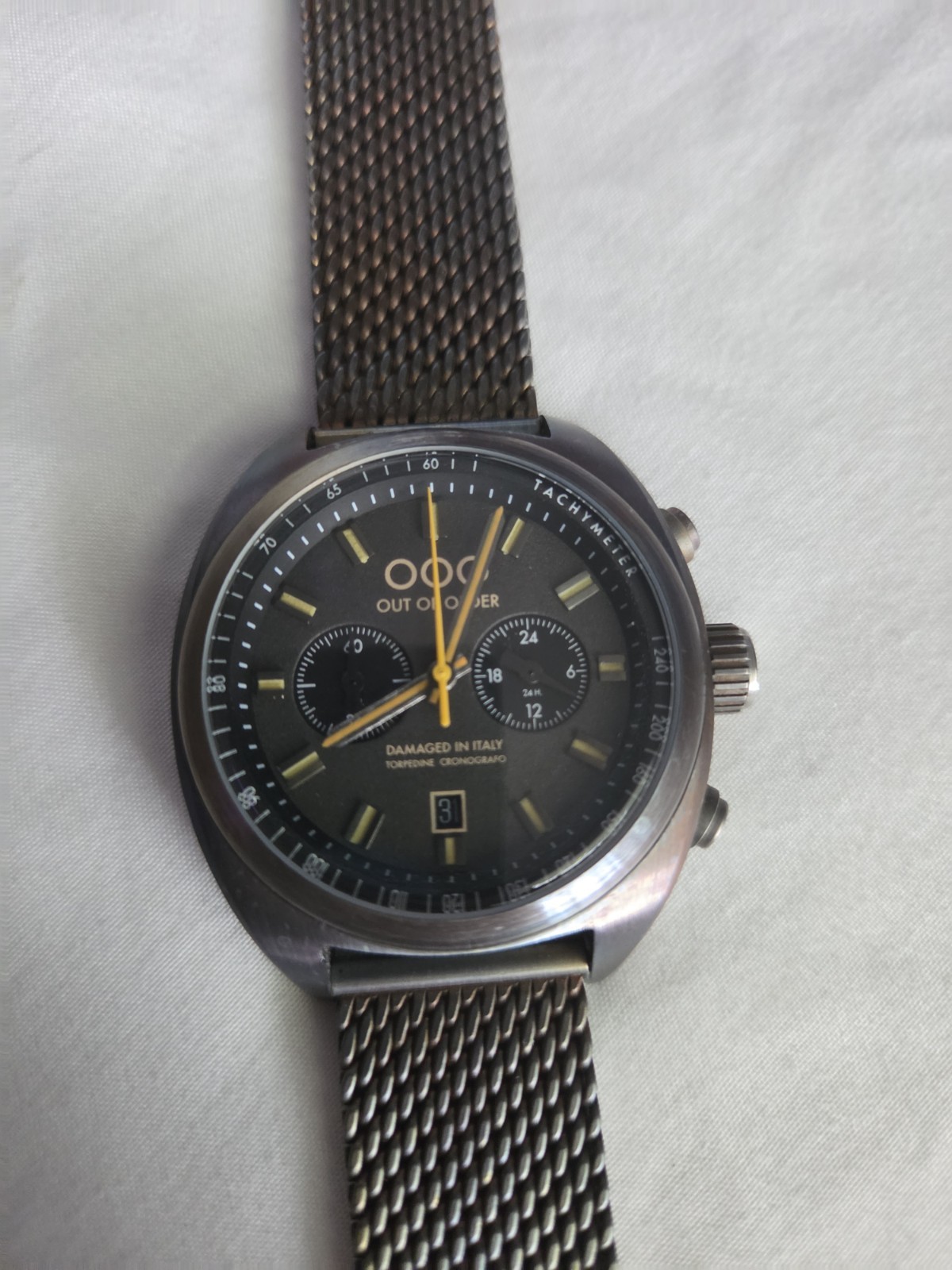 Out Of Order Torpedine Cronografo Quartz Chronograph Tachymeter Date Gray Mesh
