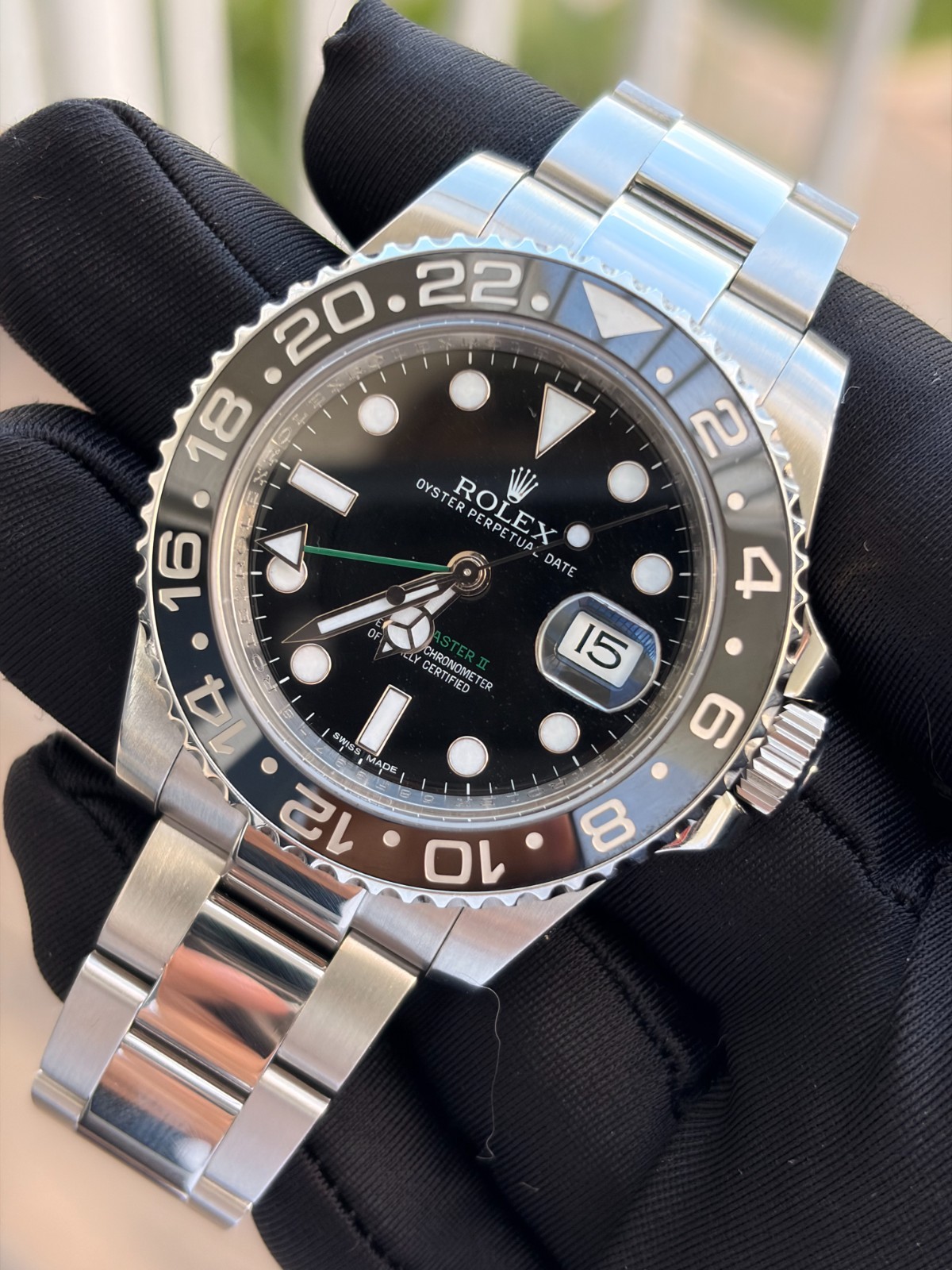 Rolex GMT-Master II 116710LN Silver Oyster Bracelet with Black Bezel