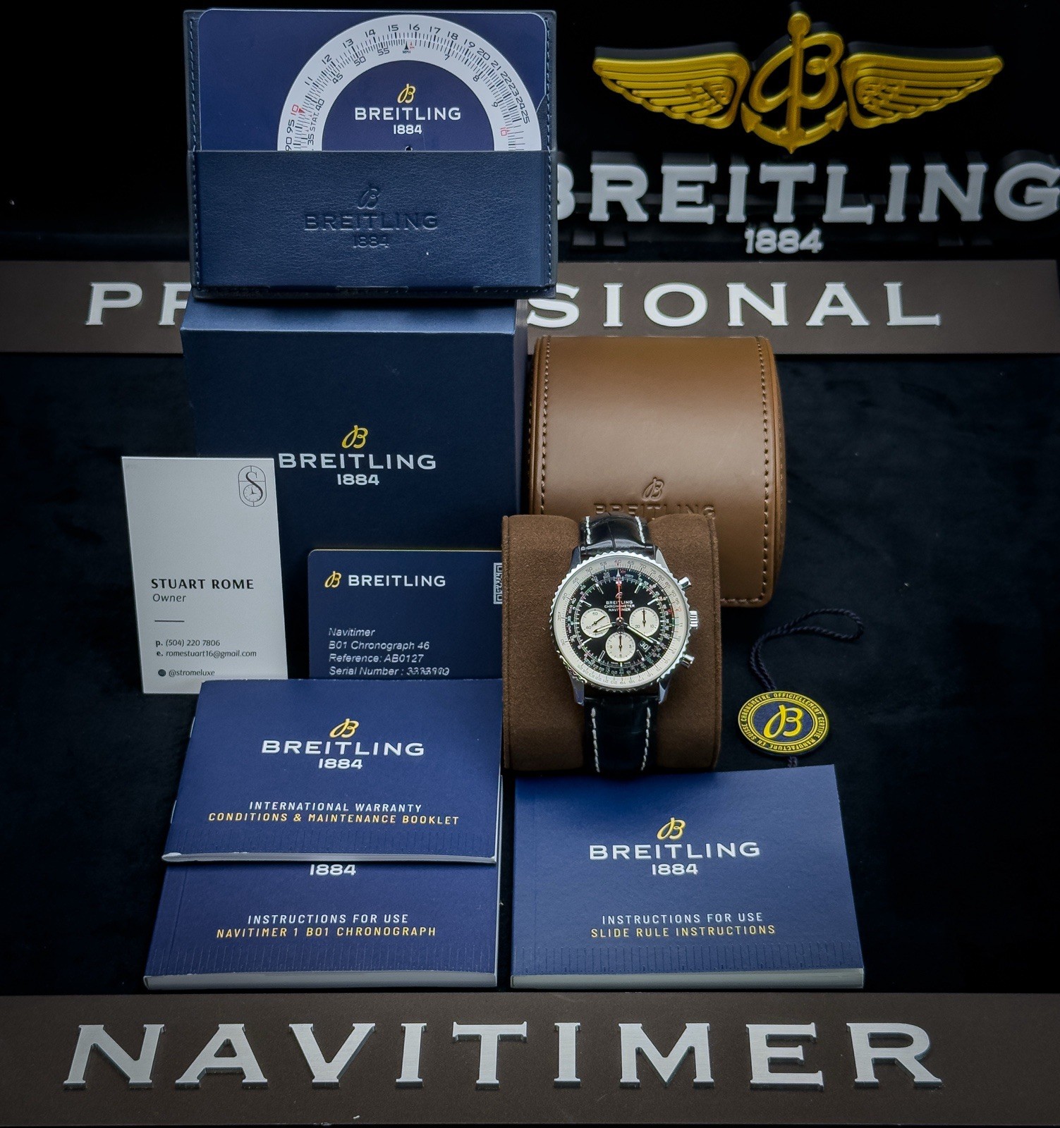 2021 Breitling Navitimer B01 Chronograph 46mm Black Dial Full Set AB0127