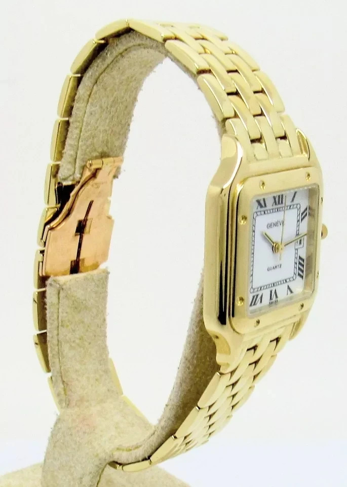 14K Yellow Gold 28mm Quartz Ladies Watch W/ Hidden Butterfly Clasp Very Good!!!!