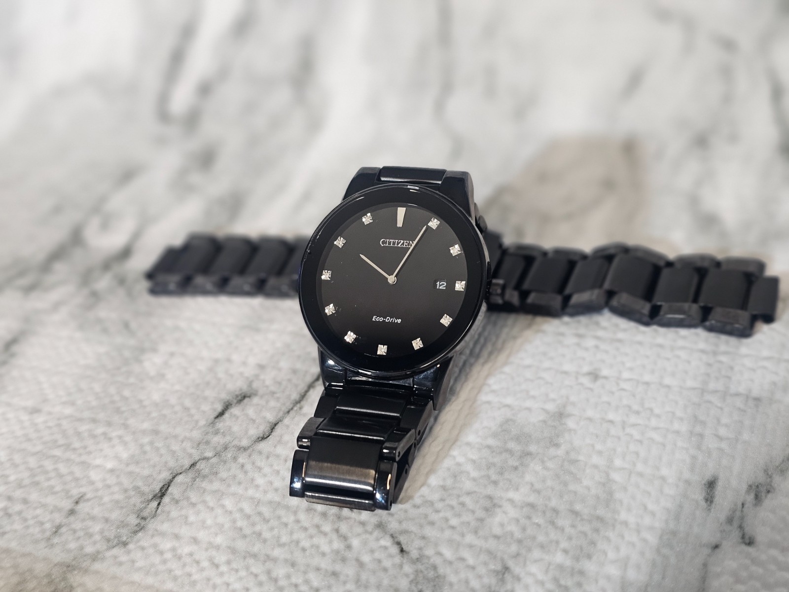 CITIZEN Eco-Drive J165-S086892 Axiom Black Diamond Accent Men’s Watch