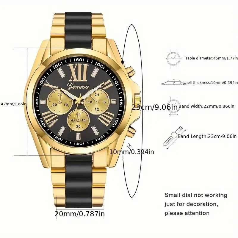 Men’s Luxury Golden-Tone Retro Quartz Watch Roman Numerals – Elegant Casual Watc