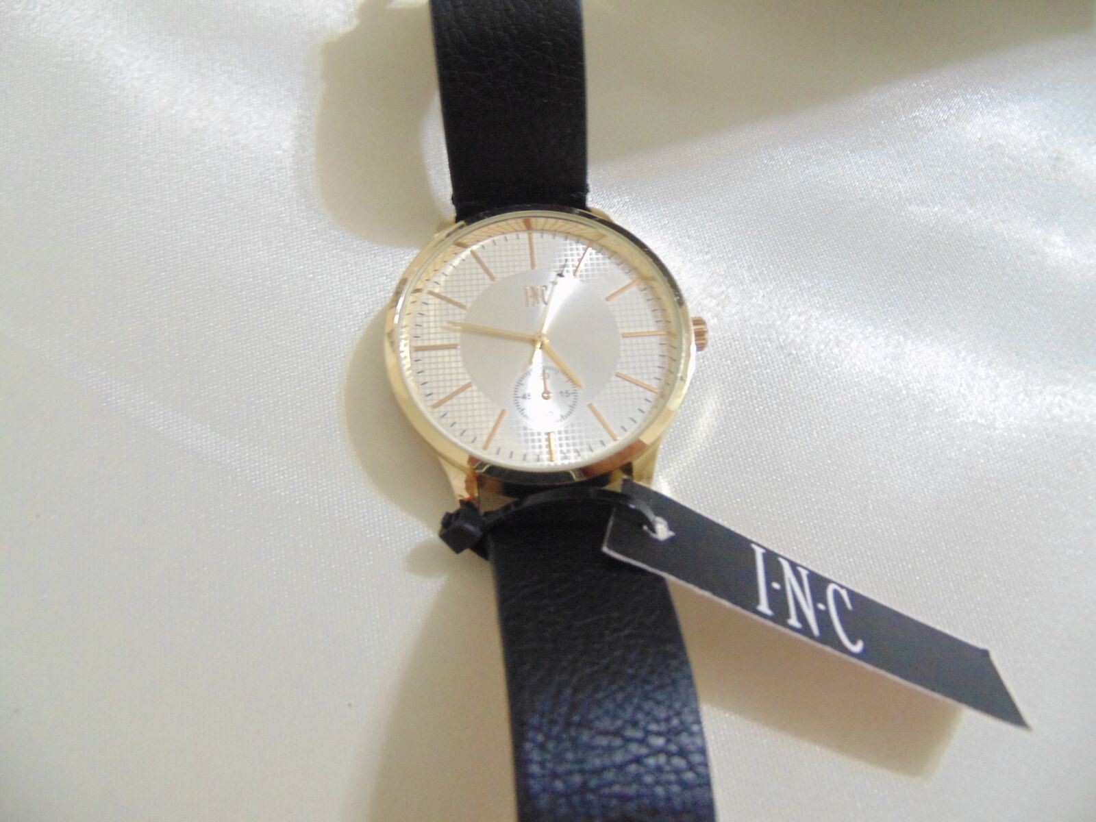 INC International Concepts Unisex Gold Tone & Black Dress Watch 43MM $59 W628