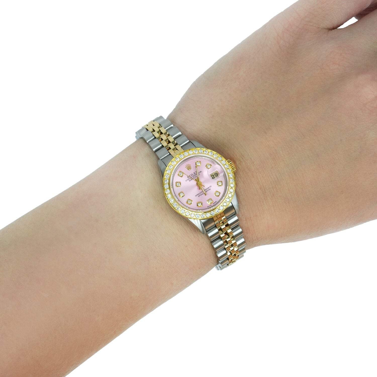 Rolex Datejust 69173 26mm Diamond Bezel Pink Dial Women’s Watch