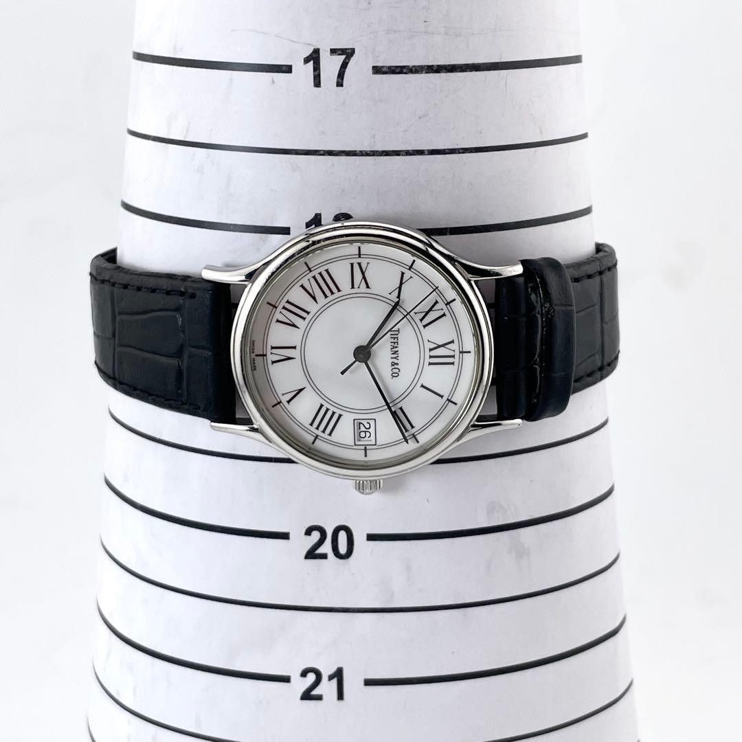 [B1P] Tiffany Classic Roman Dress Watch Date Quartz Mens 9N0297726 [k8z]