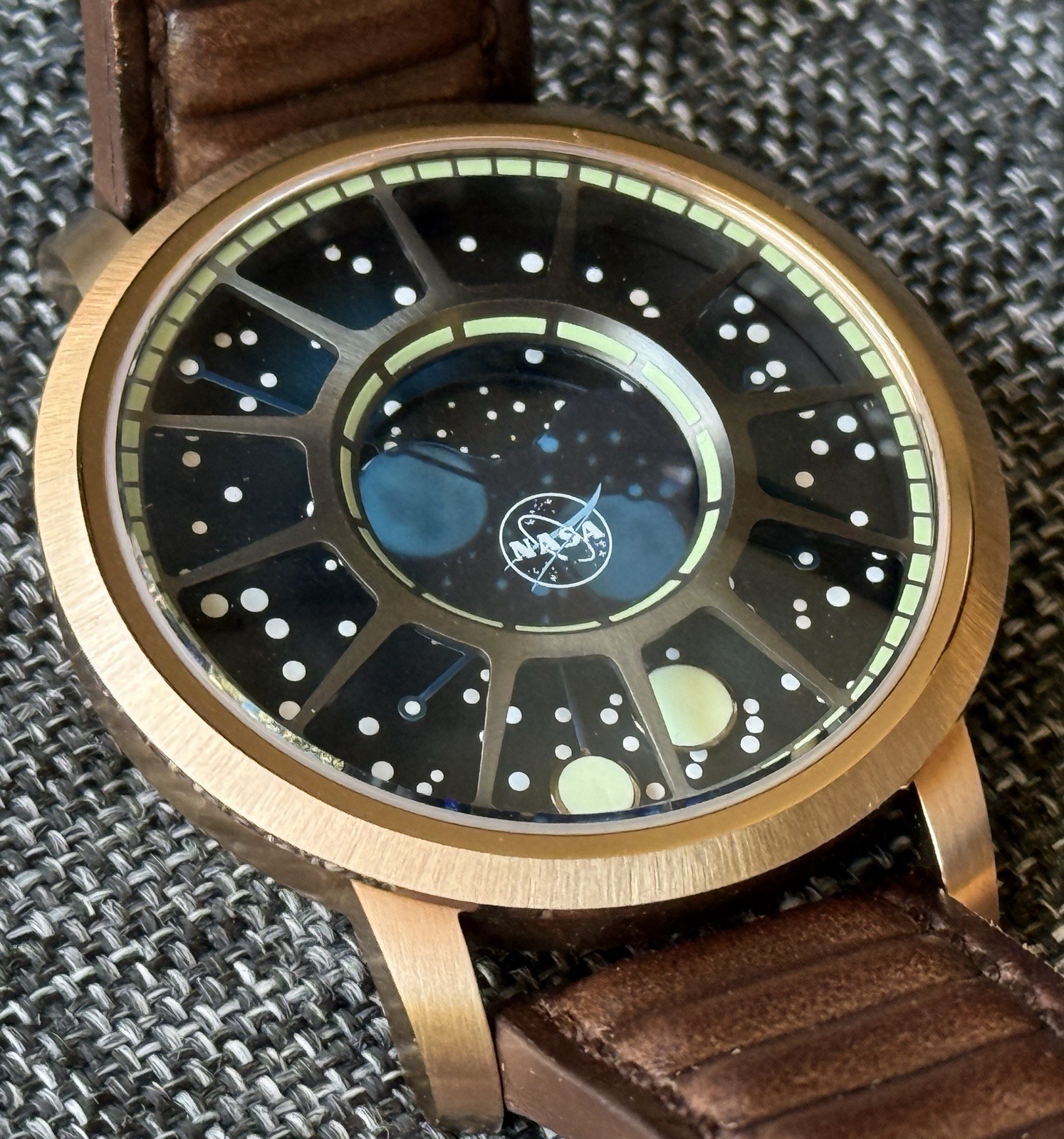 Xeric NASA Apollo 15 Moonphase Helix Nebula Watch w/ Box & Papers