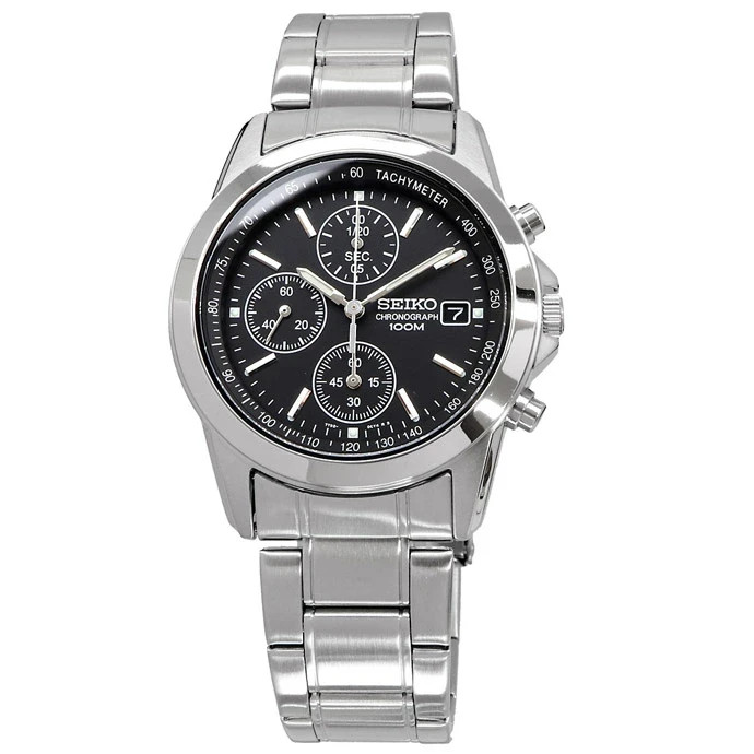 Brand SEIKO Chronograph SND367PC Black Silver Men’s Watch New in Box From Japan