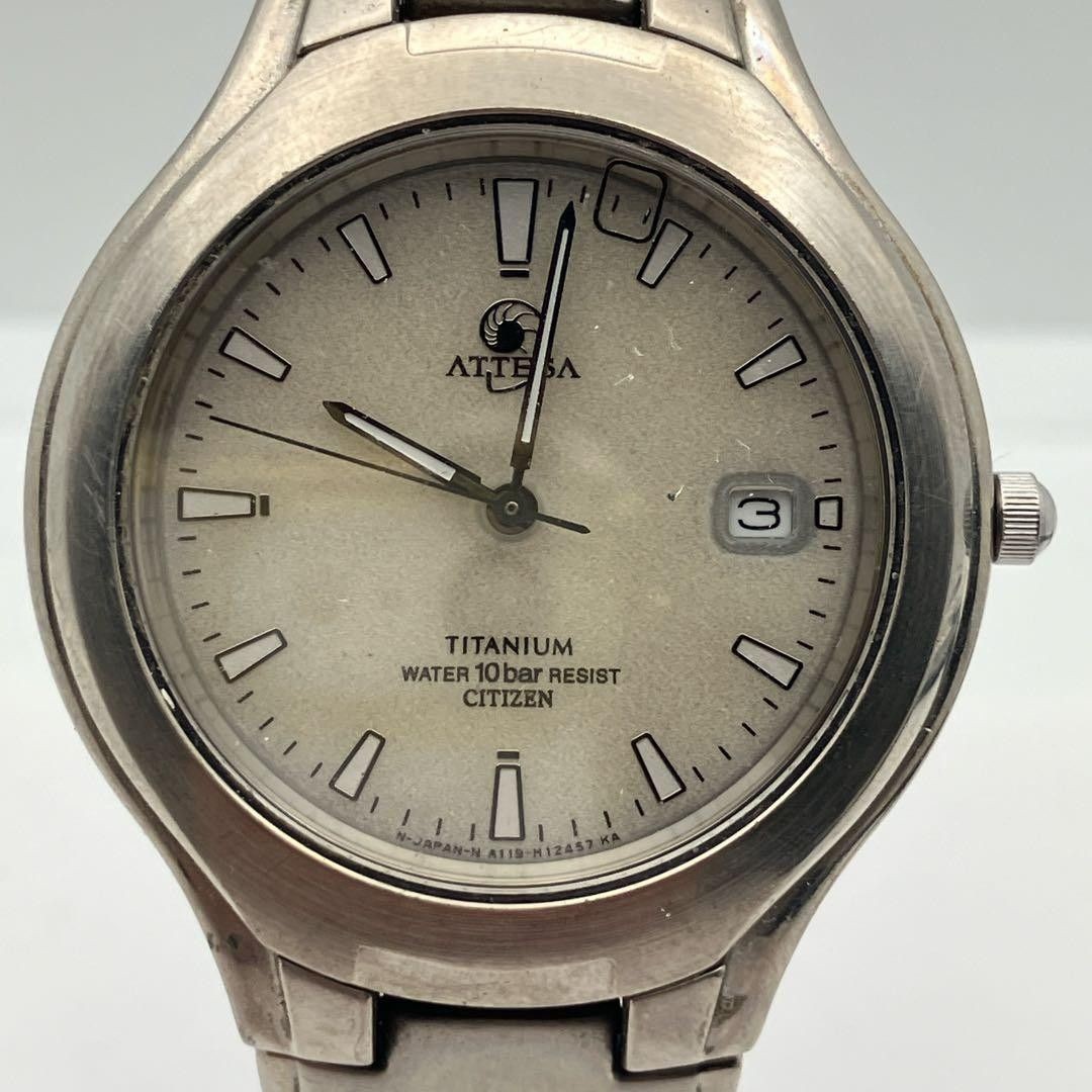 Citizen Attesa A119-H07413 Eco-Drive Date Yellow Dial Titanium Watch Japan