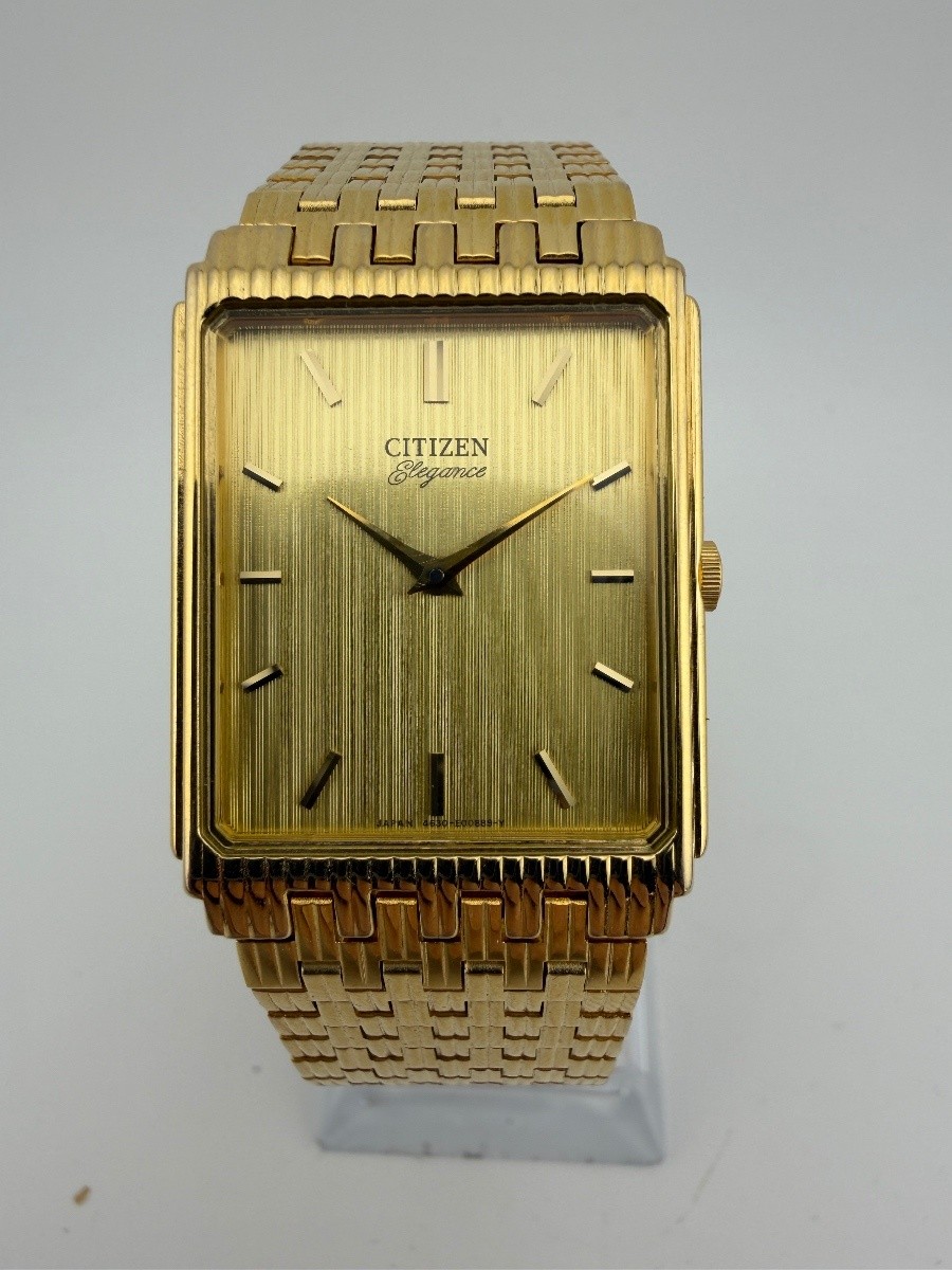 Citizen Elegance Gold Tank Rectangular Quartz Wristwatch 26mm Integrated 4620