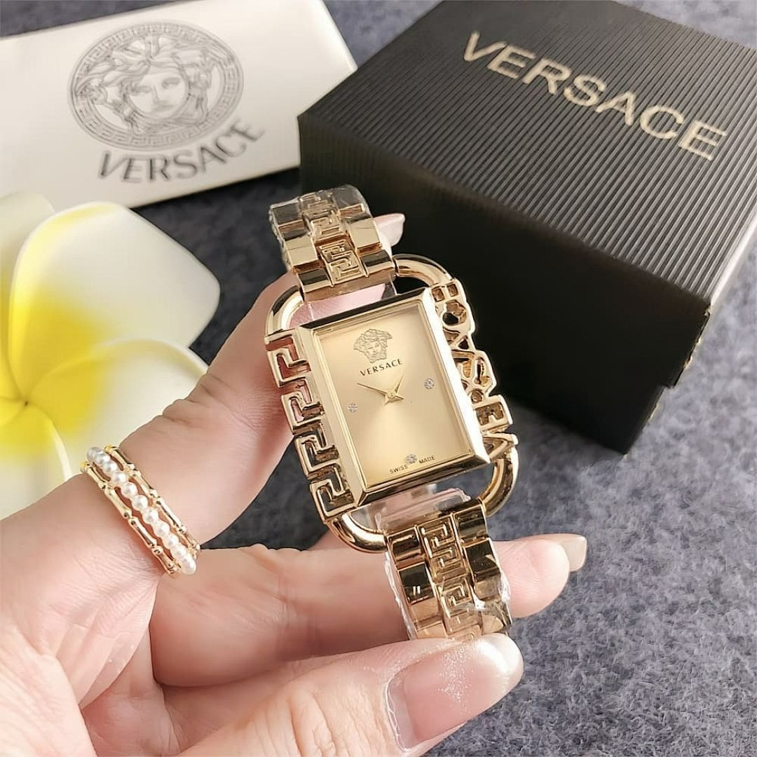 Versace Quartz Watch – Small Square Dial 29mm – Alloy Wristband with Box TaxFree