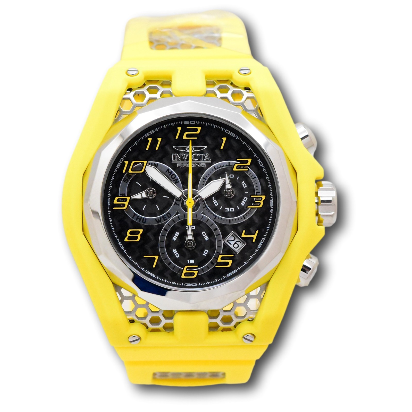 Invicta Racing Carbon Fiber Dial Men’s 53mm Swiss Chrono Watch 47206 RARE