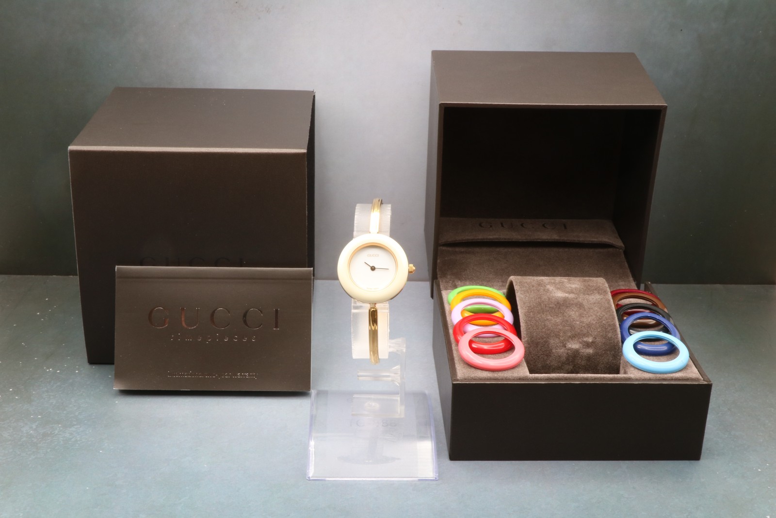 [N MINT w/ Box] GUCCI Change Bezel 11/12.2 11 Colors Quartz Women’s Watch JAPAN