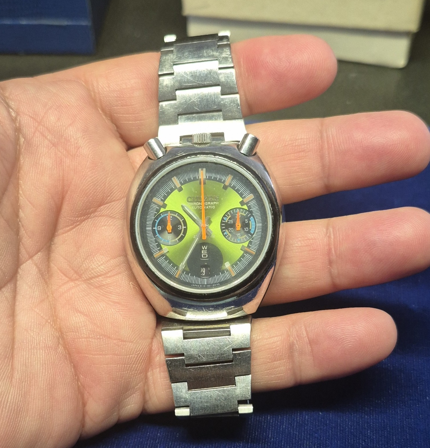 Vintage Citizen Bullhead Callenger Chronograph Green/Black Dial 38mm