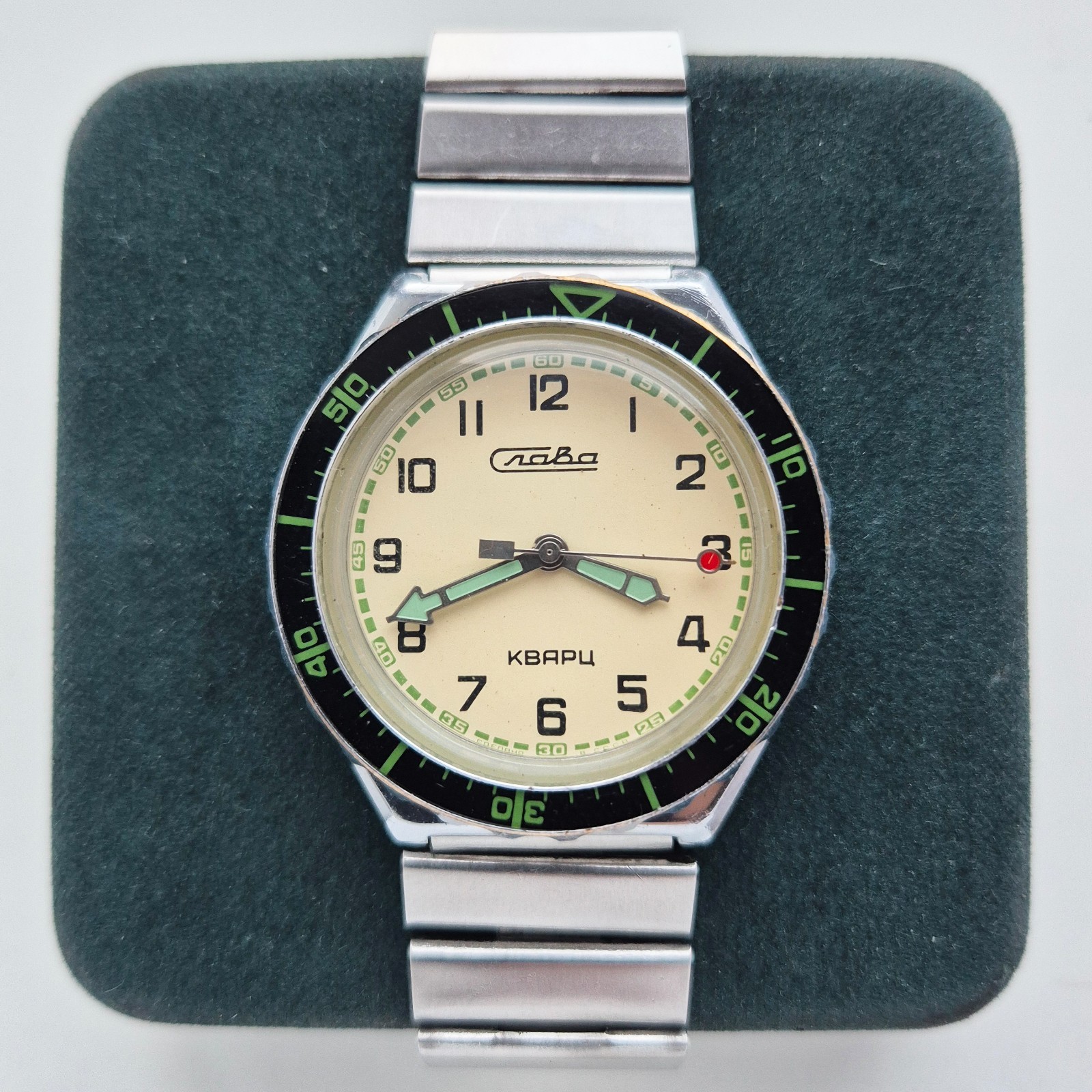💥 SLAVA 3056A Original Vintage Soviet Men’s Quartz Wrist Watch 1980s Waterproof