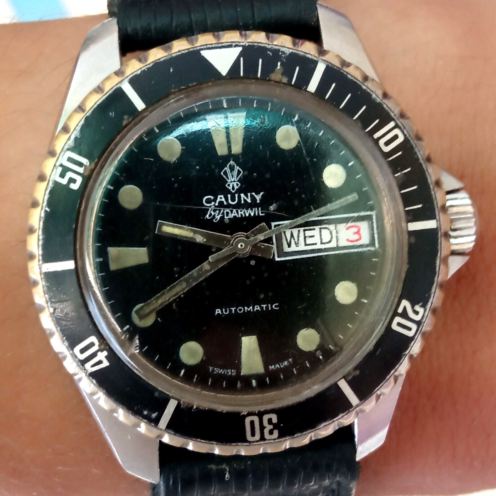 CAUNY By Darwil Skin Diver Vintage Automatic Stainless Steel 40mm Watch
