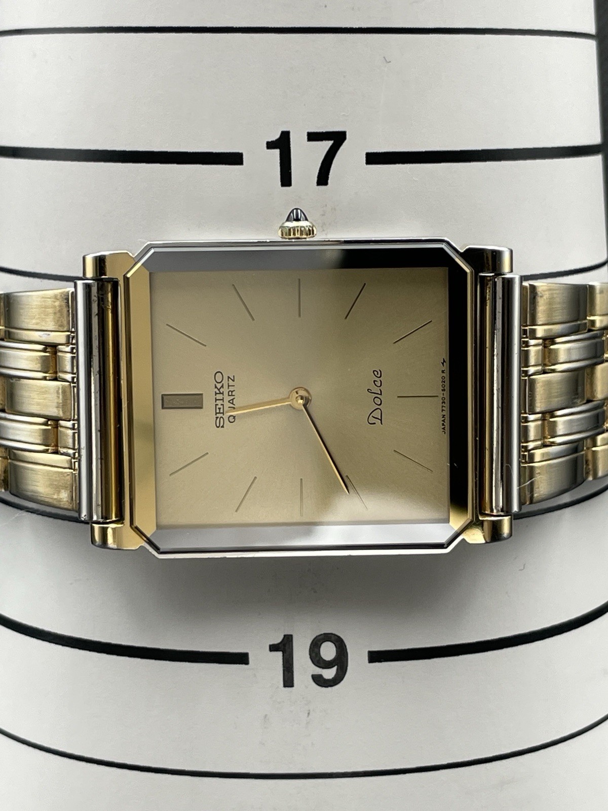 [Excellent] Vintage Seiko Dolce 7730-5020 Silver Gold Quartz Men’s Watch JAPAN