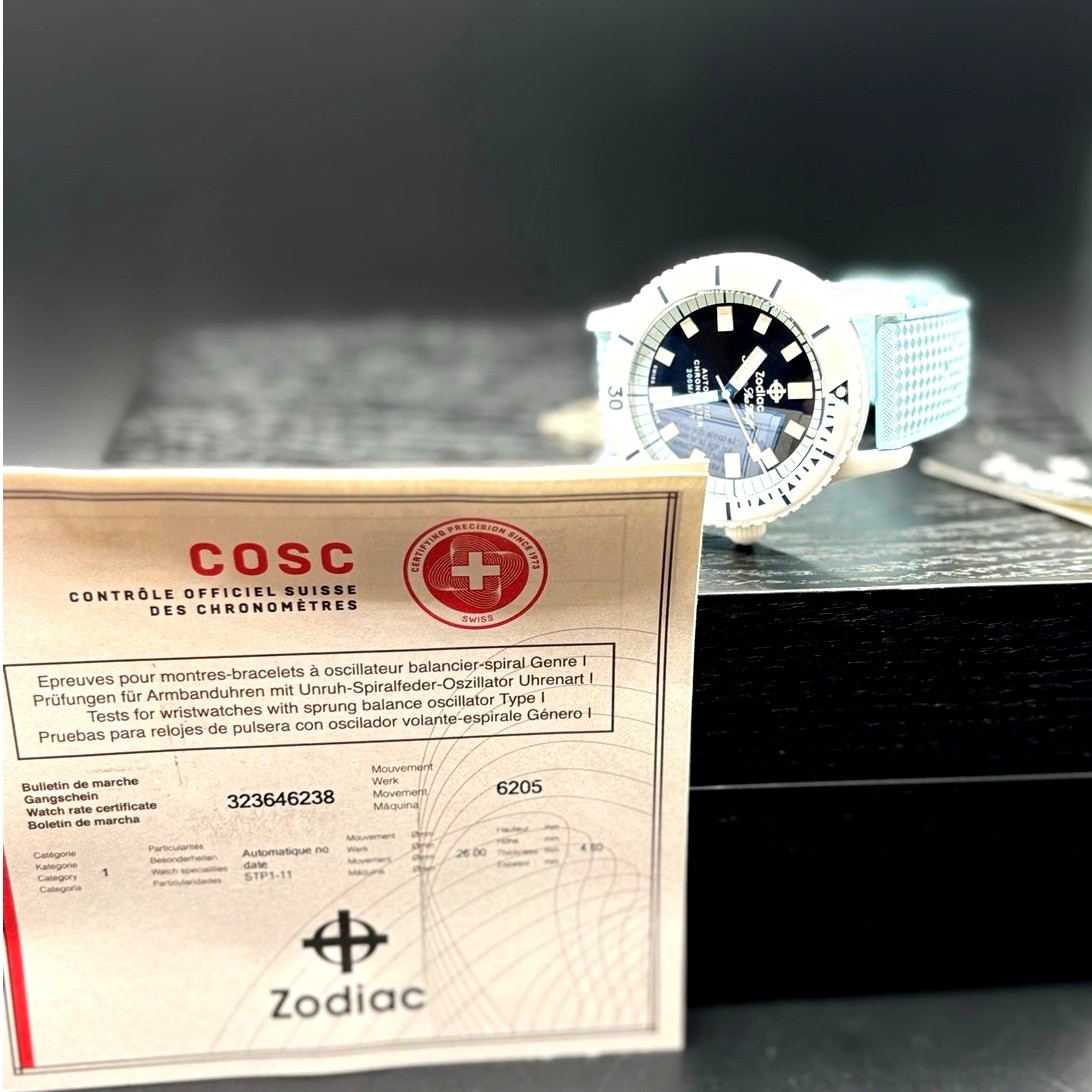 Zodiac Super Sea Wolf ZO9590 Automatic Compression Diver COSC Men”s Watch NIBWT