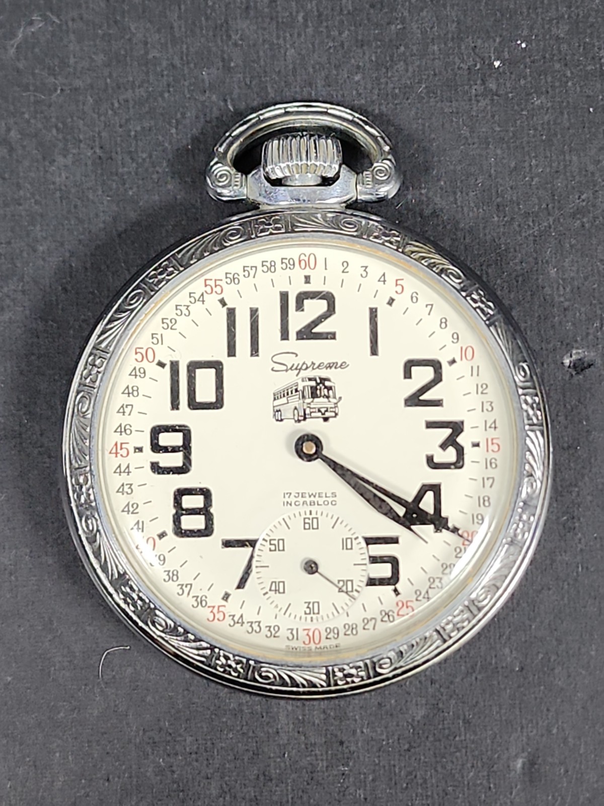 Swiss Made Absolutely Stunning “Supreme” Pocket Watch, Works + Looks Flawless!