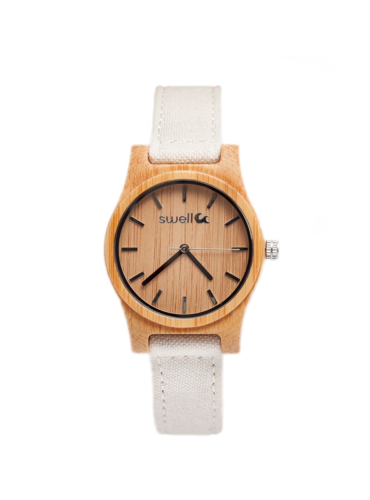 Swell Vision – Sand Dollar Bamboo Watch with Natural Canvas Wristband – Women’s