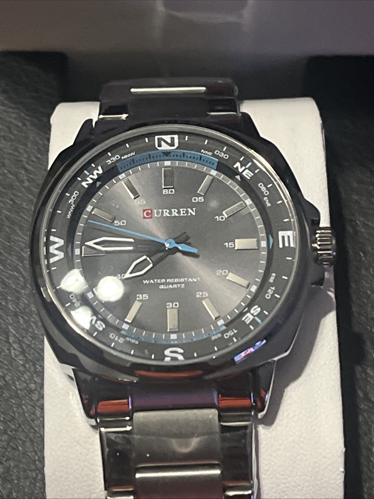 Curren Men’s Watch With Blue Seconds Hand; Presentation Box not Included