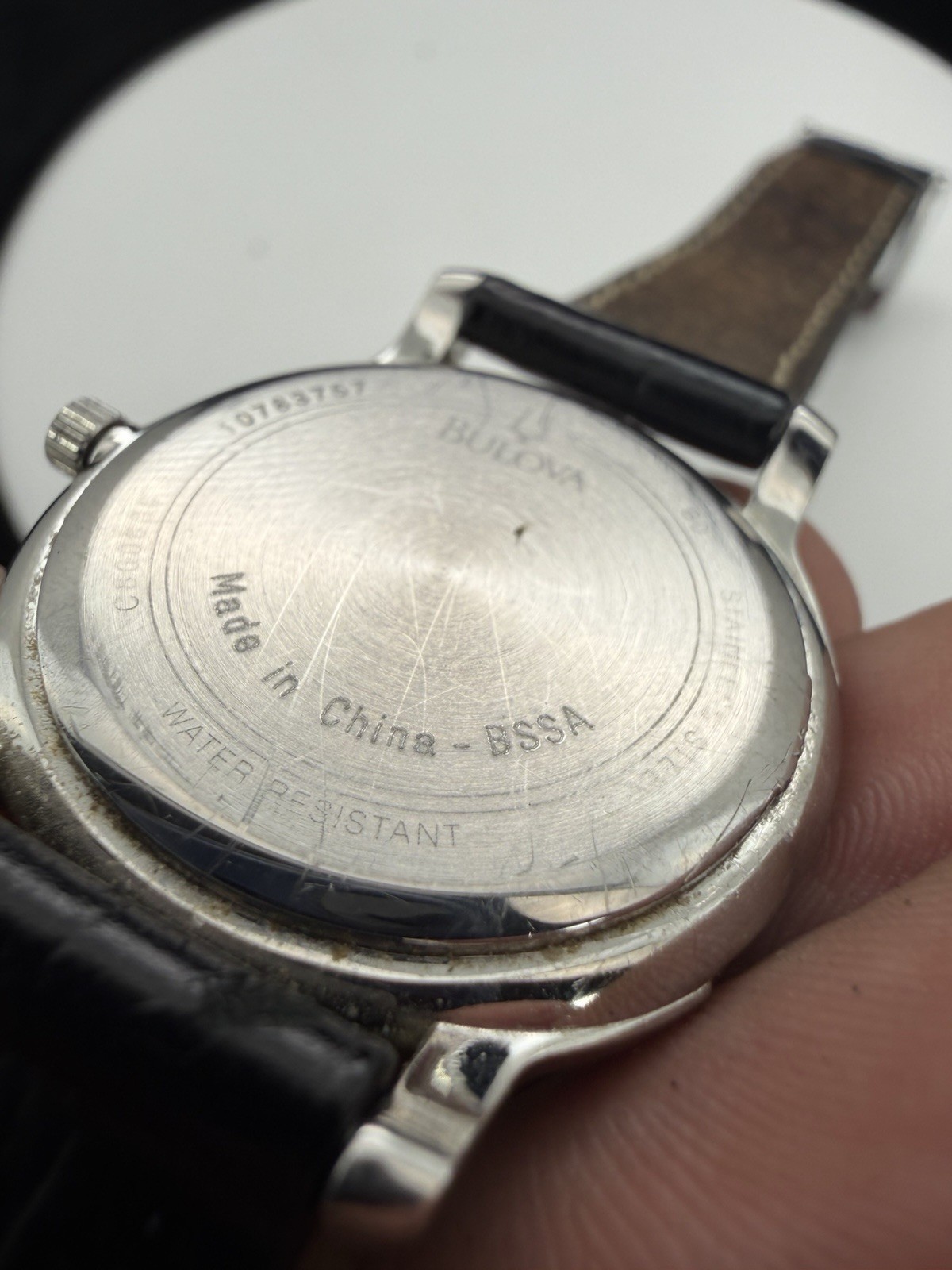 Bulova Metro Men’s Analog Watch Silver Dial Black Leather Band No Date