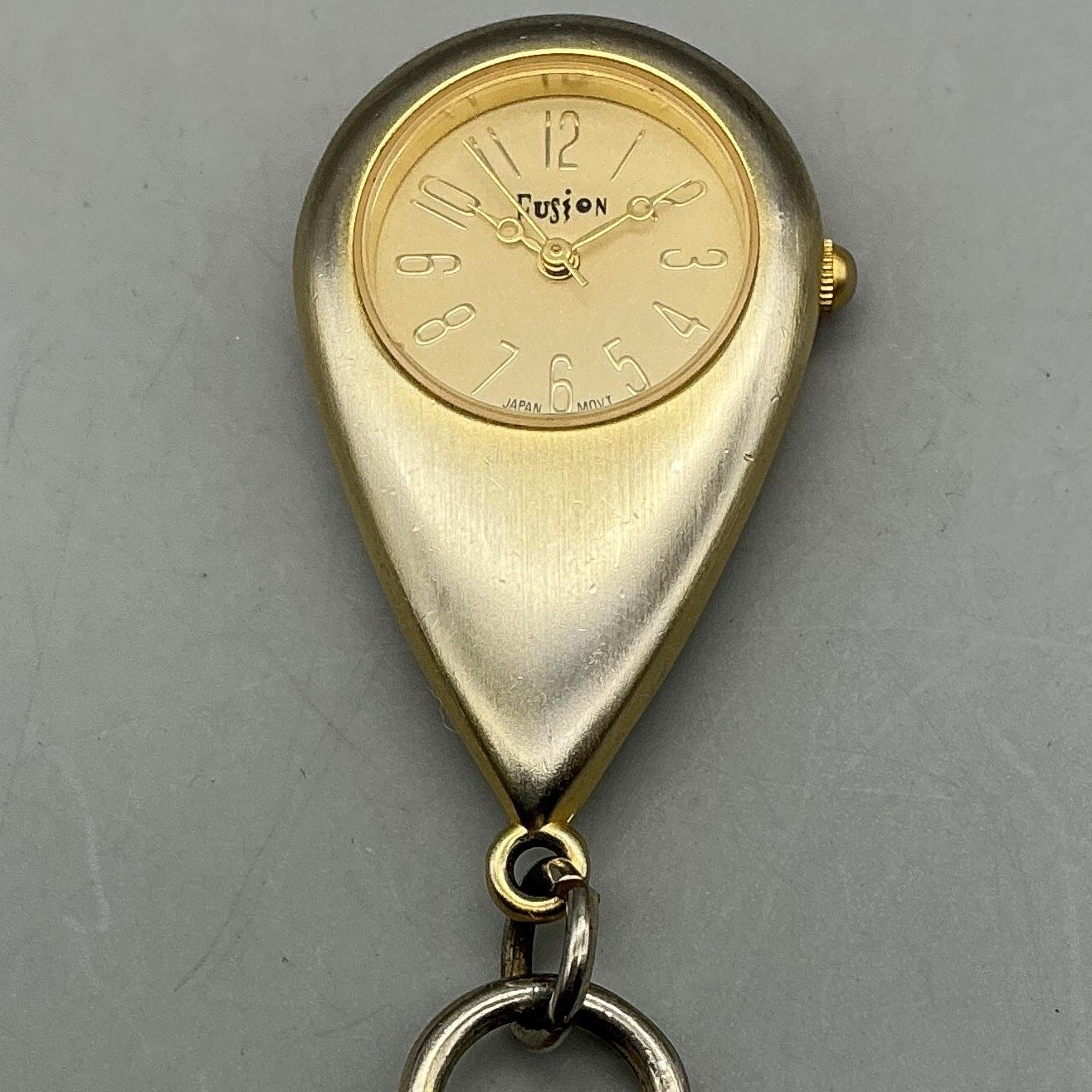 Fusion Key Ring Watch Mens 24mm Gold Tone Clip Atomic New Battery 3.5″