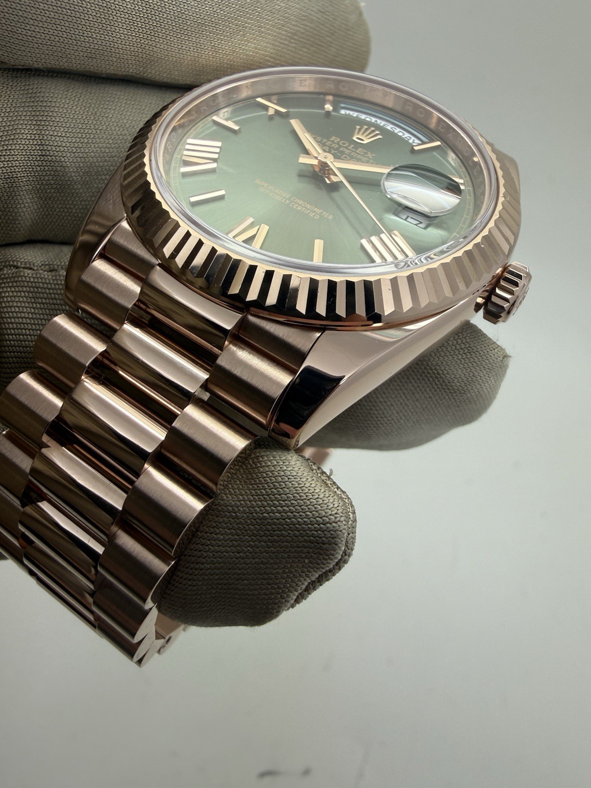Rolex Day Date President Rose Gold Green Olive 40mm Auto Watch 228235 *2026 RSC*