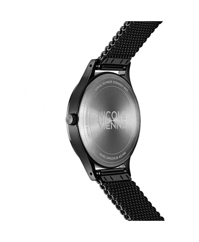WOMEN’S NICOLE VIENNA TOTAL BLACK STONE DIAL STEEL MESH BRACELET WATCH