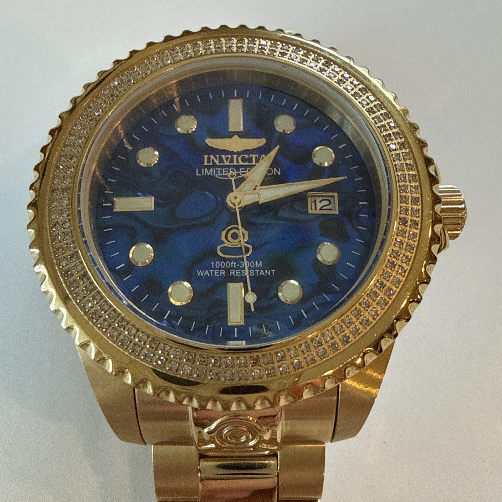 Invicta Limited Edition Grand Diver Diamond Pave Bezel Automatic Blue Face 25376