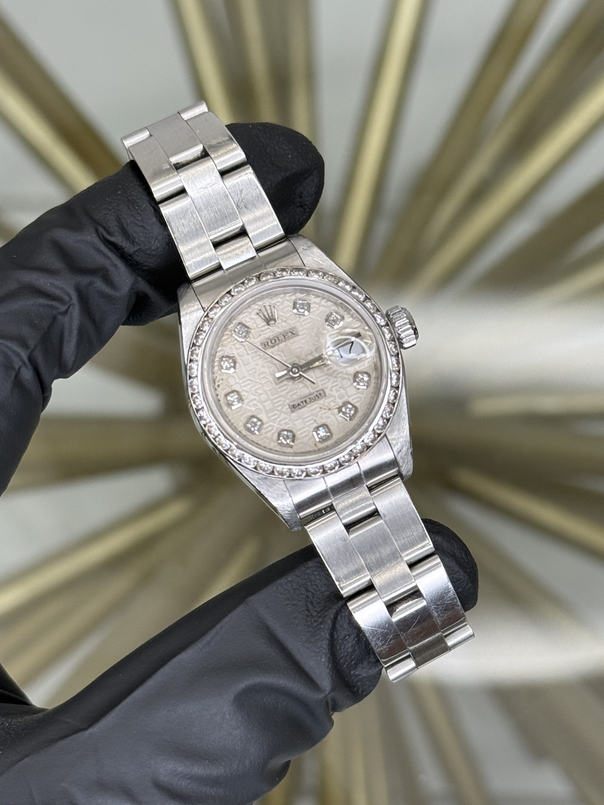Open Date Rolex Lady-Datejust Silver Computer Diamond Dial Oyster 69240 Complete