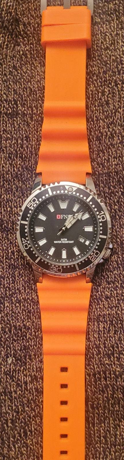 OFNS Mens Anolog Watch, Black Dial Black Bezel, 42mm, Excellent Condition