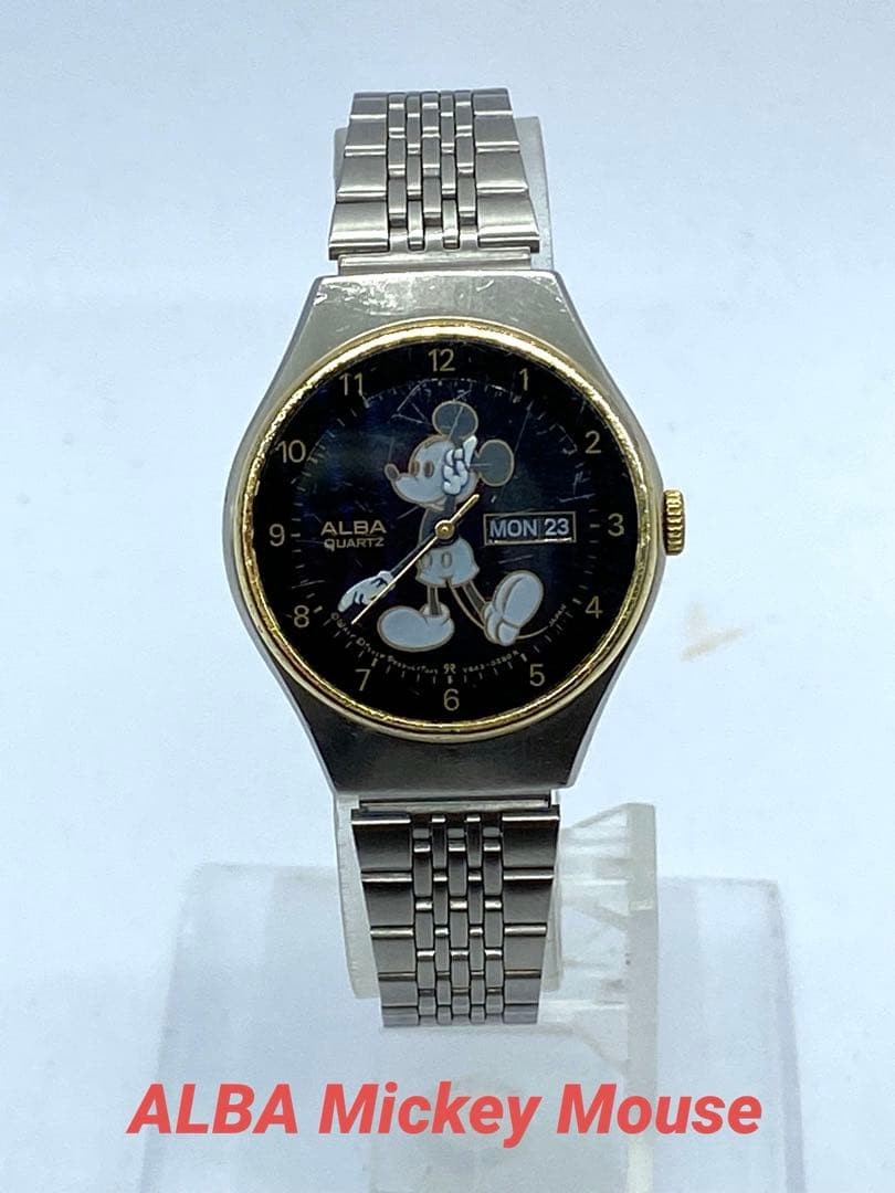 Alba Mickey Mouse Day Date Quartz Watch Working 25mm 15cm Wrist
