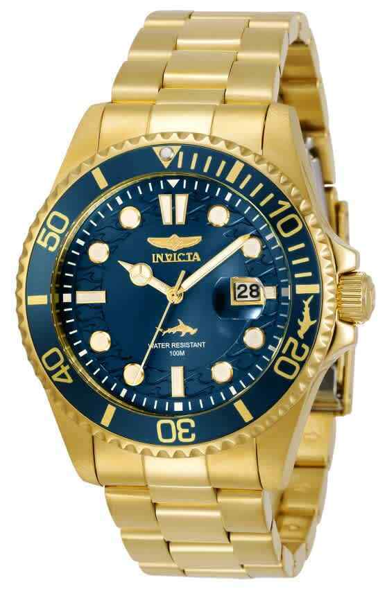 NEW!! Invicta Men’s 43MM Pro Diver Quartz 3 Hand Blue Dial Gold-tone Watch