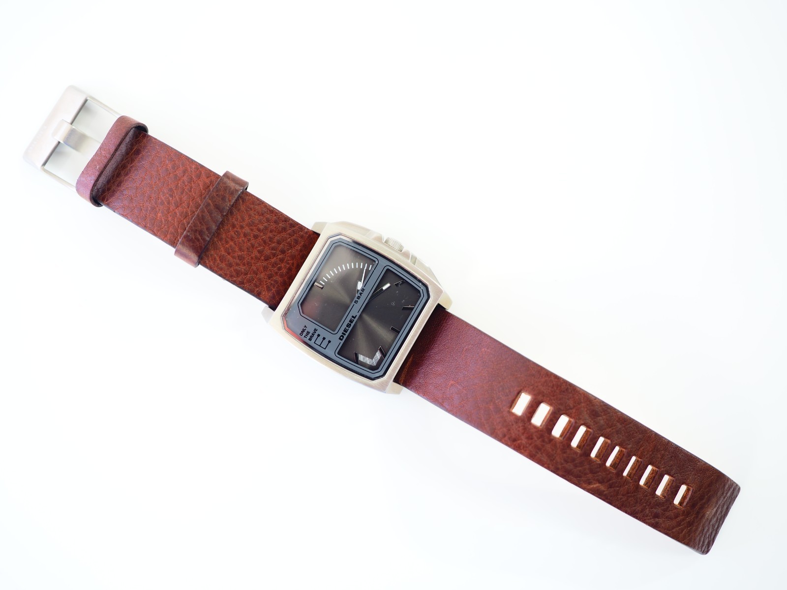 Diesel Watch SS & Leather DZ1409 Retro style Extremely Rare DZ-1409 NWOT
