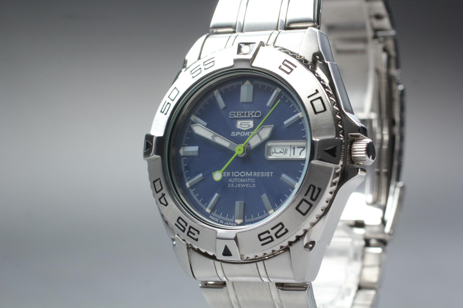 Seiko 5 Sports 7S36-00Y0 Blue Dial Divers Automatic Mens Watch NEAR MINT JAPAN