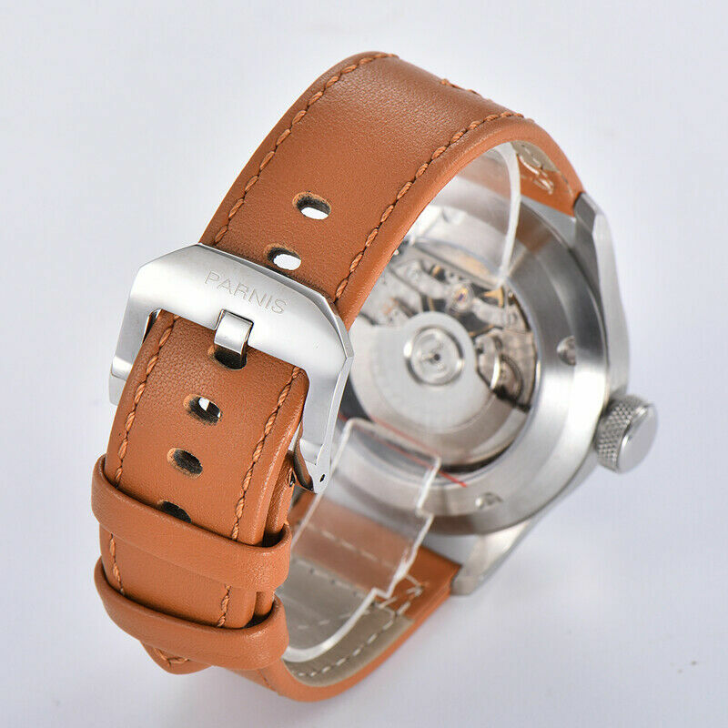 PARNIS Gents 46.5mm Automatic Watch for Men Power Reserve Movement Wristwatches