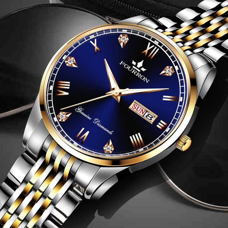 Men’s Watch Waterproof Quartz Luminous Business Wristwatch Stainless Steel Band