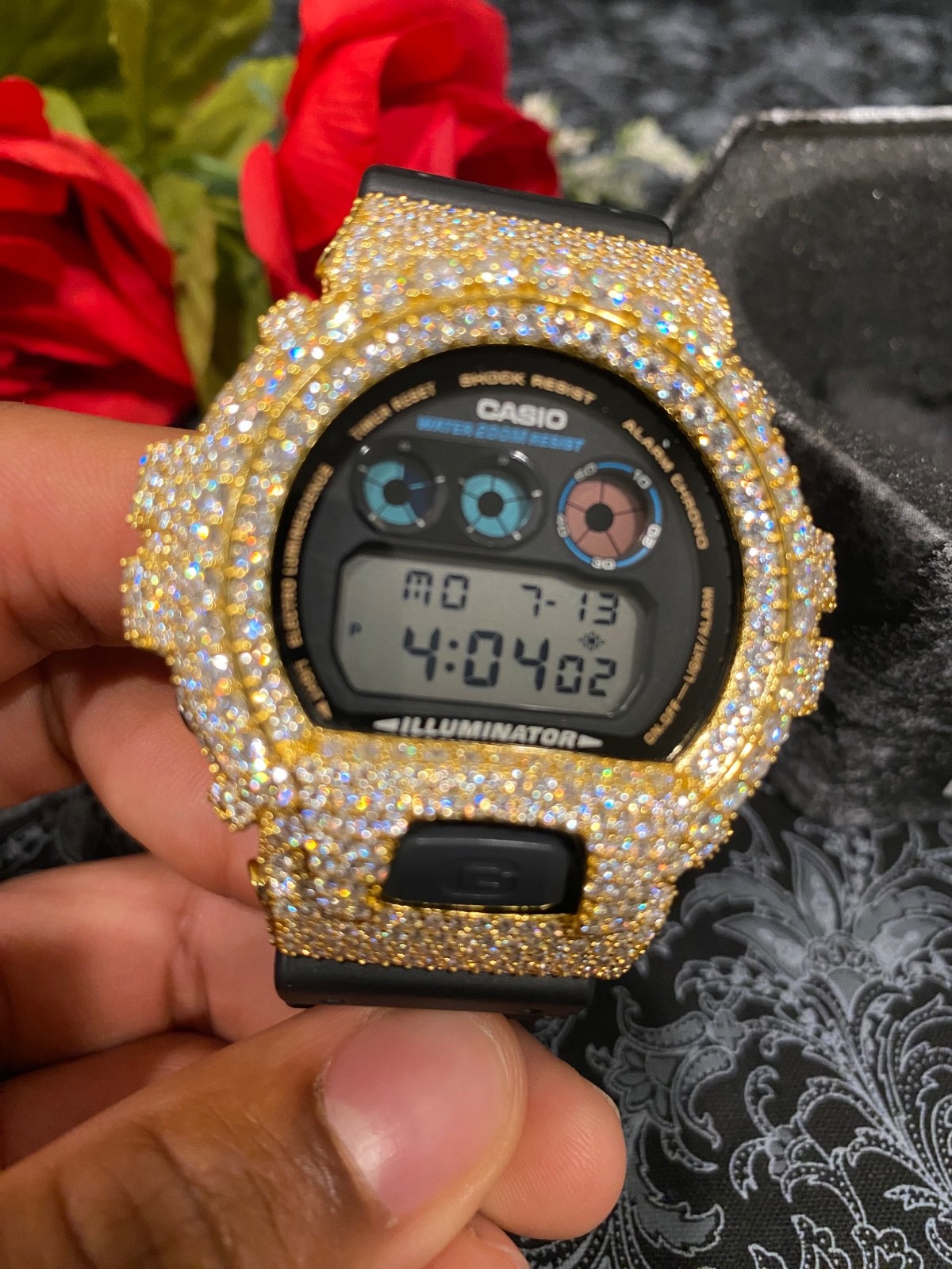 Casio G-Shock DW6900 With a Custom Iced Out Moissanite Bezel