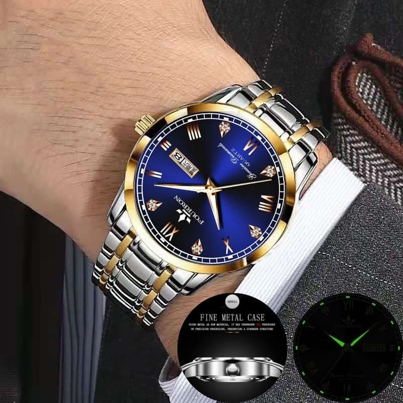 Men’s Watch Waterproof Quartz Luminous Business Wristwatch Stainless Steel Band