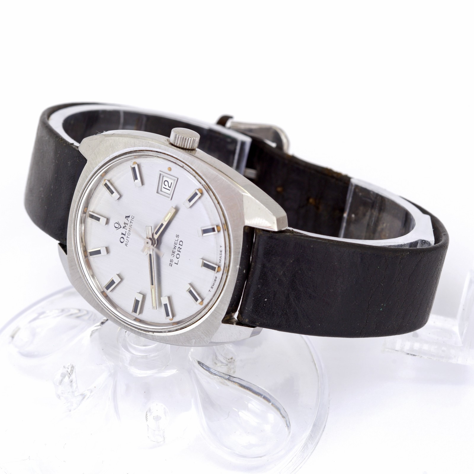Vintage Olma Lord automatic watch 1970s Swiss Cal AS 1832 date Ref 0904-3 C-case