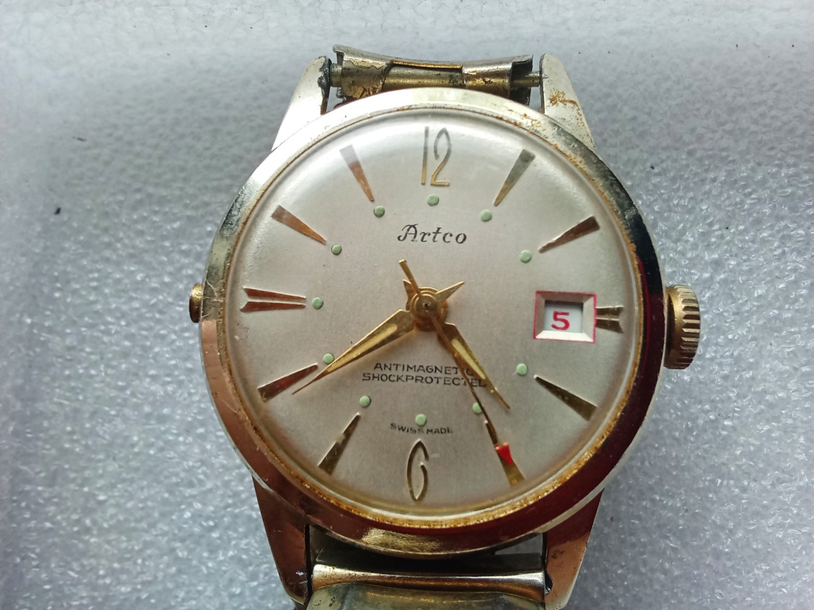 Vintage Artco Mens Watch 1 Jewel Manual Wind Swiss 33mm For Parts/Repair