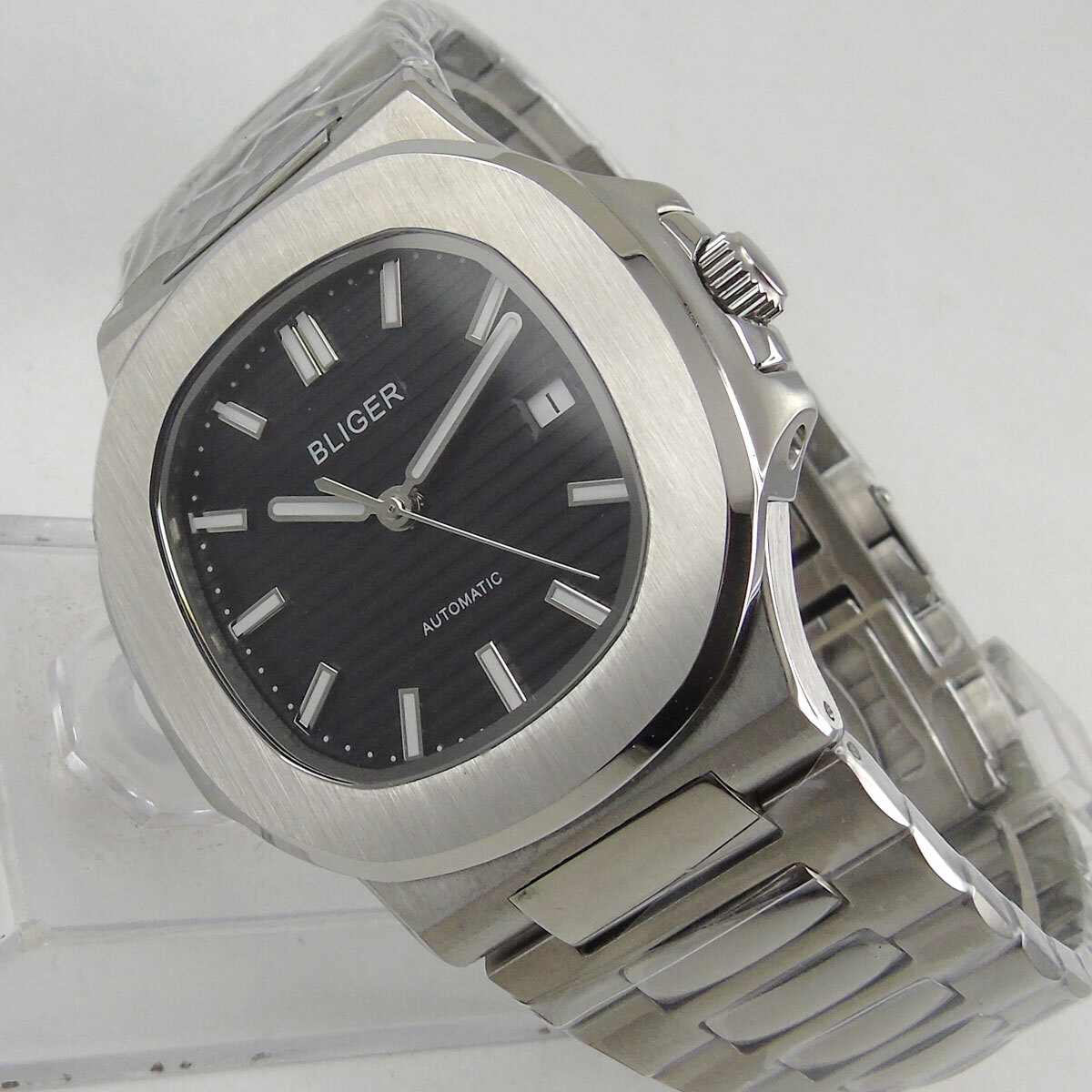 Square 40mm Bliger Black Dial Sapphire Glass PT5000 NH35A Automatic Mens Watch