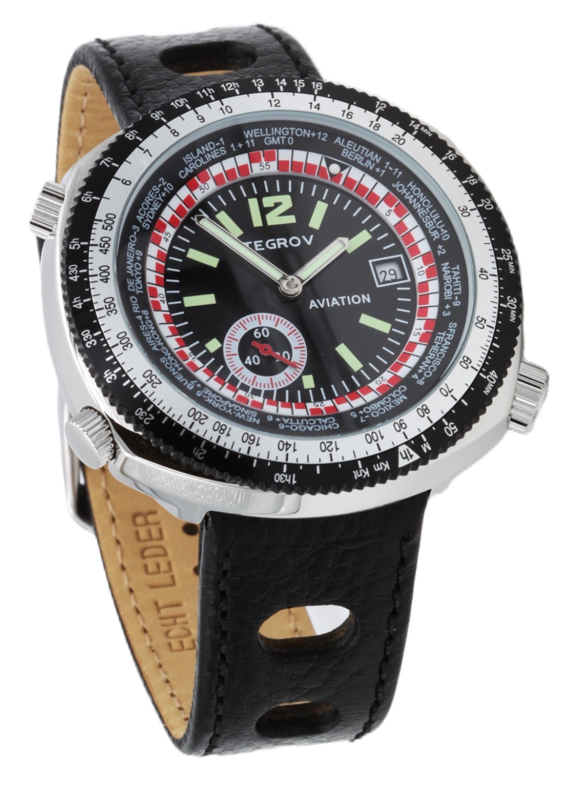 Tegrov Worldtimer Aviation Automatic Watch Black Dial Men’s Watch