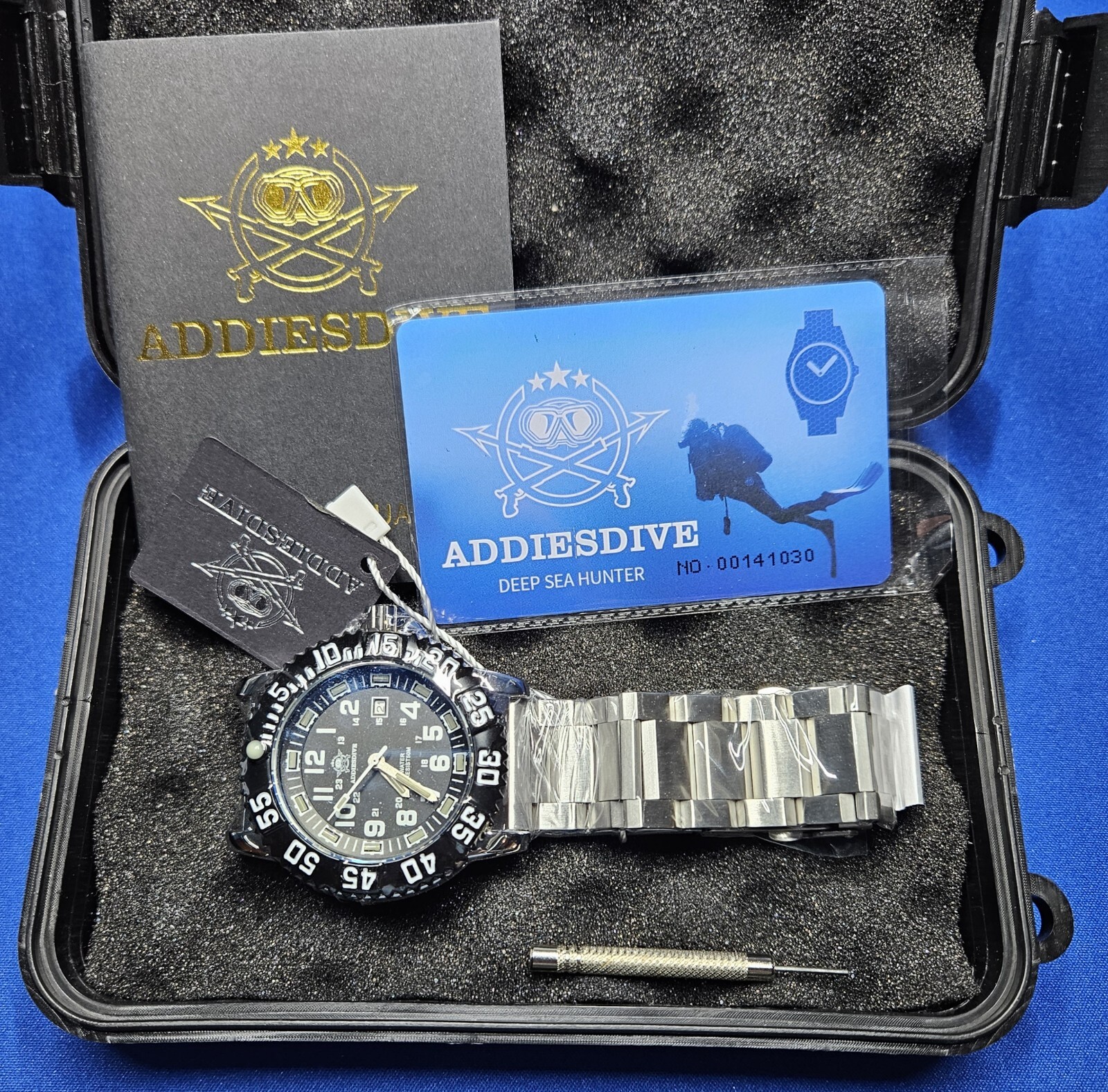 Addiesdive 44MM Luminox Style Steel Silver Watch W/Hardcase Free Shipping USA